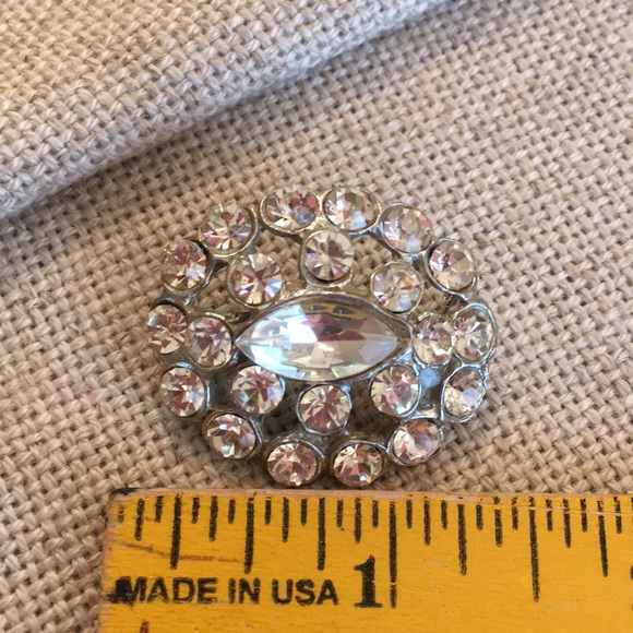 Oval Glass Rhinestone Pin Marquise Center Stone - Picture 12 of 12